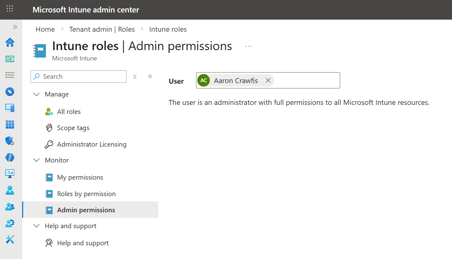 Intune Permissions Checker showing the tedious process of checking who has access to Intune