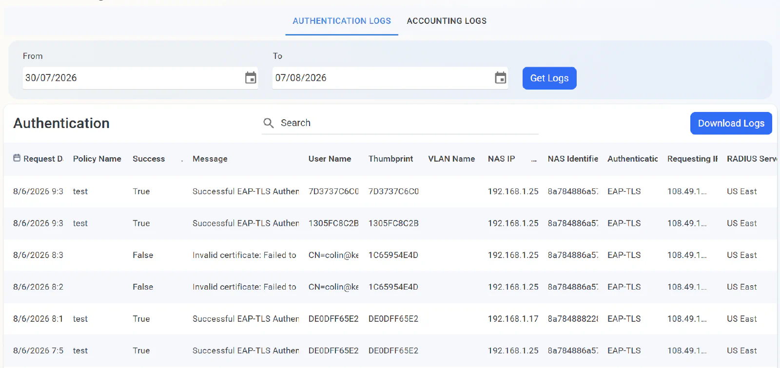 Audit Wi-Fi Access With EZRADIUS Cloud RADIUS Logs