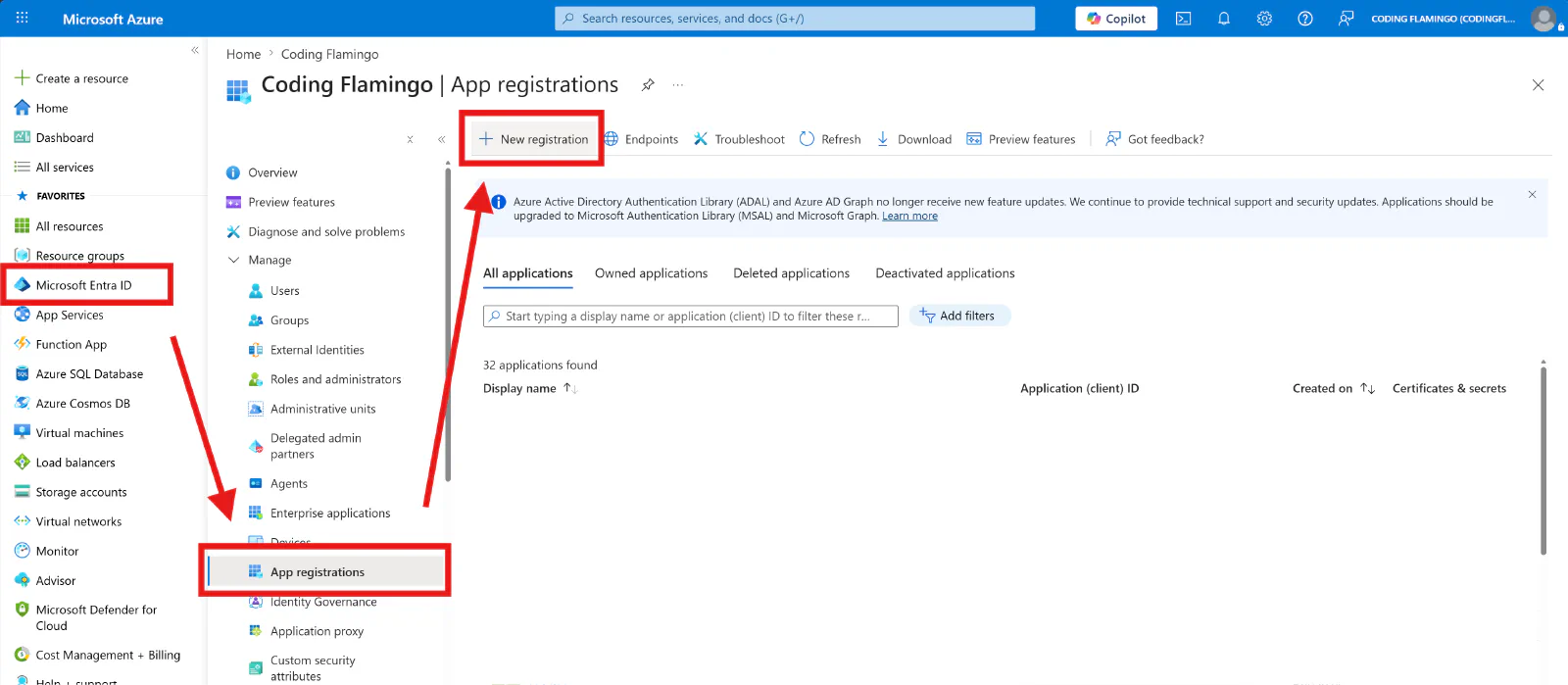 Create a new application registration in Entra ID for the EZRADIUS Local RADIUS Proxy