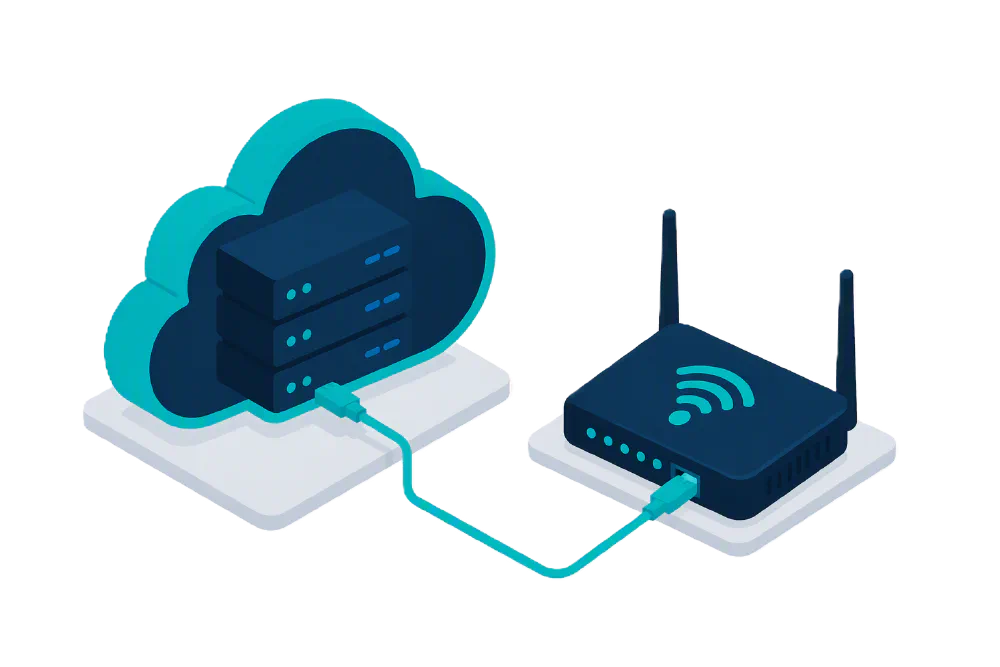 Cloud-hosted RADIUS server connecting to network device