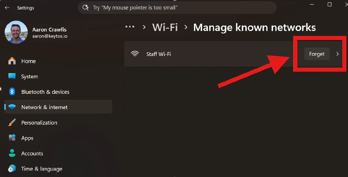 How to forget a Wi-Fi network in Windows