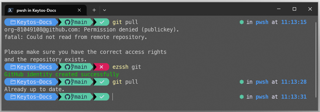 Diagram showing how EZSSH works to provide just-in-time access to git repositories with short-lived SSH certificates