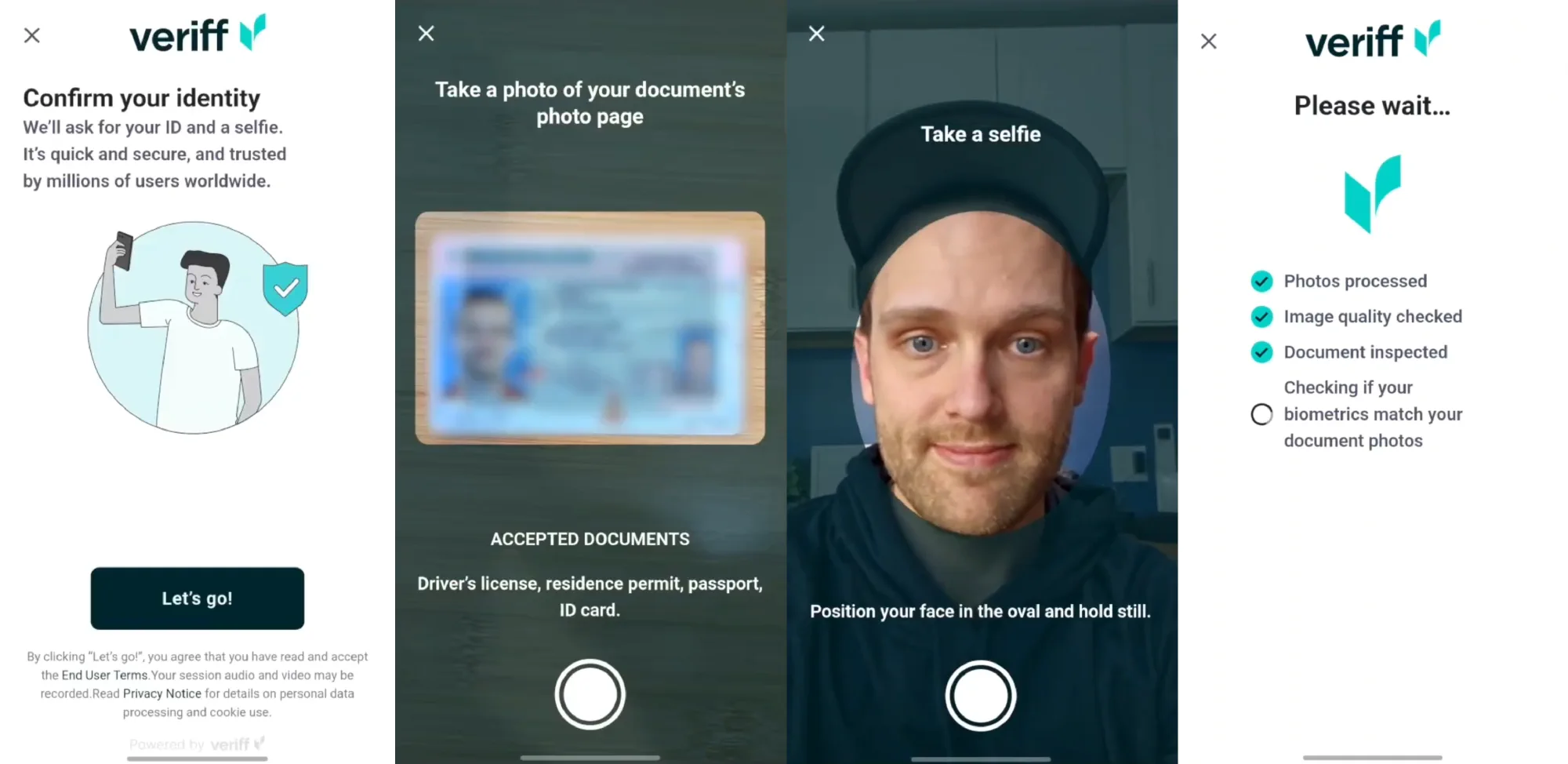 Screenshot of Veriff flow for identity verification