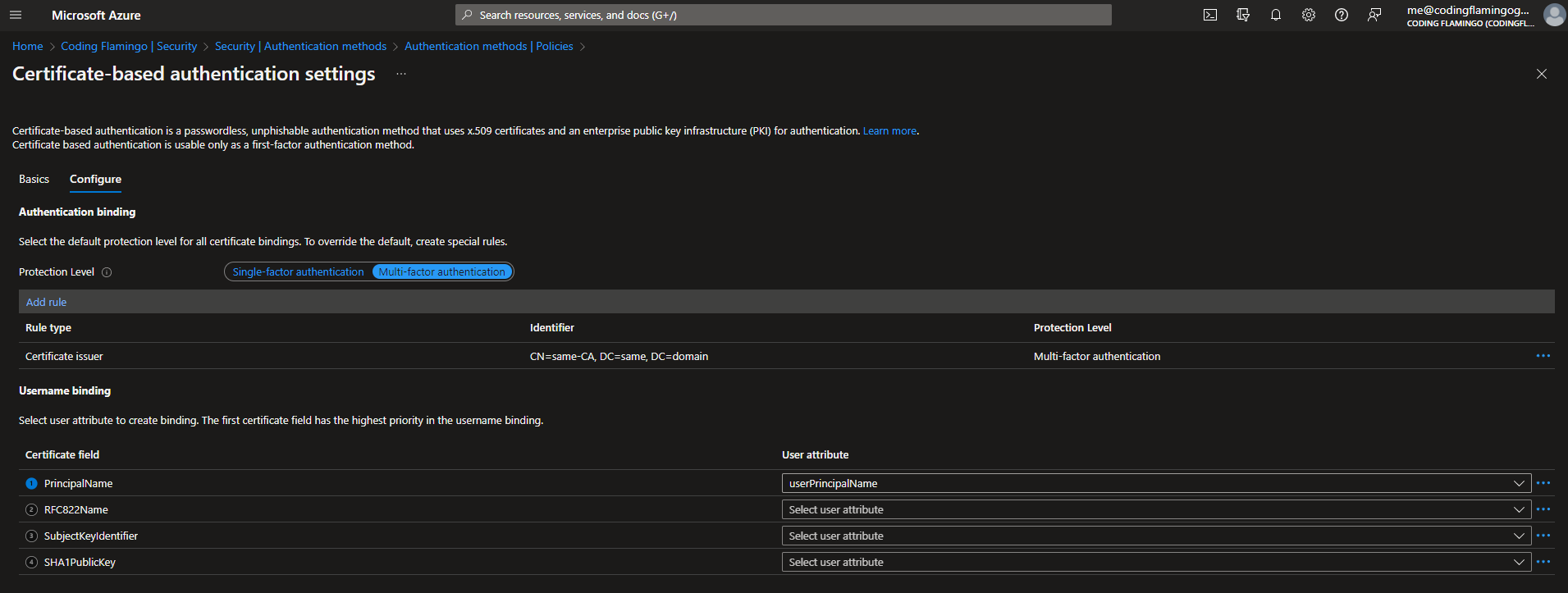 Configuración del portal de Azure