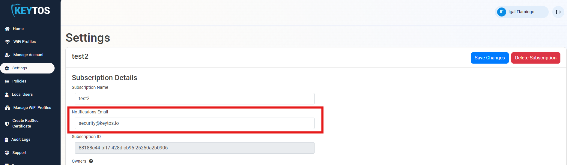 EZRADIUS Notifications Email