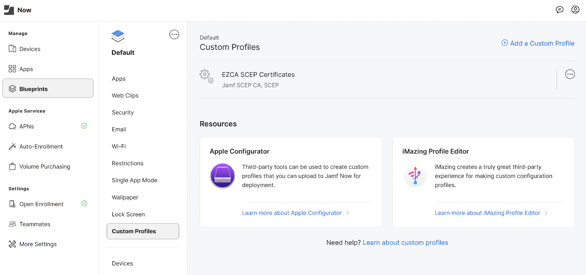 Jamf Now SCEP Configuration with Apple Configurator
