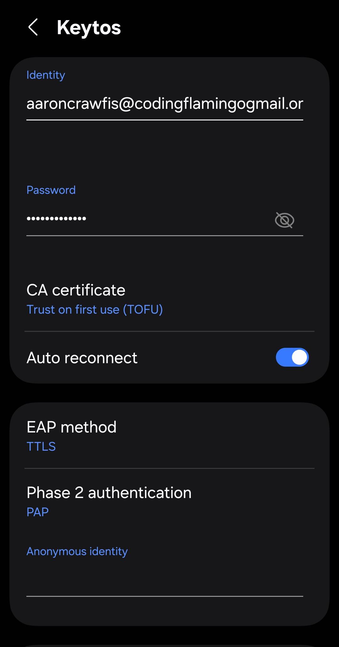 Android EAP-TTLS Wi-Fi Configuration