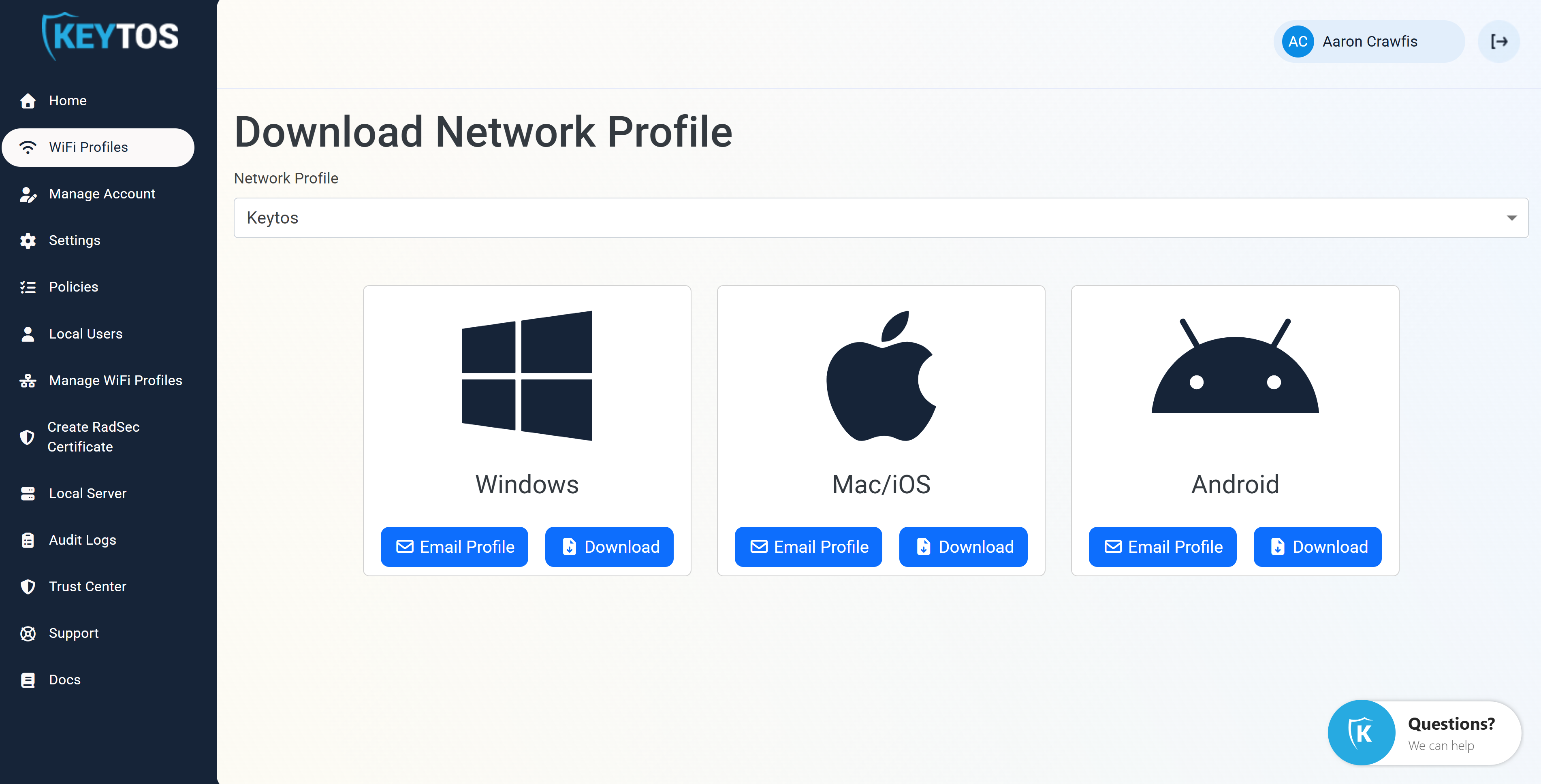 EZRADIUS Self-Service Wi-Fi Profile Portal