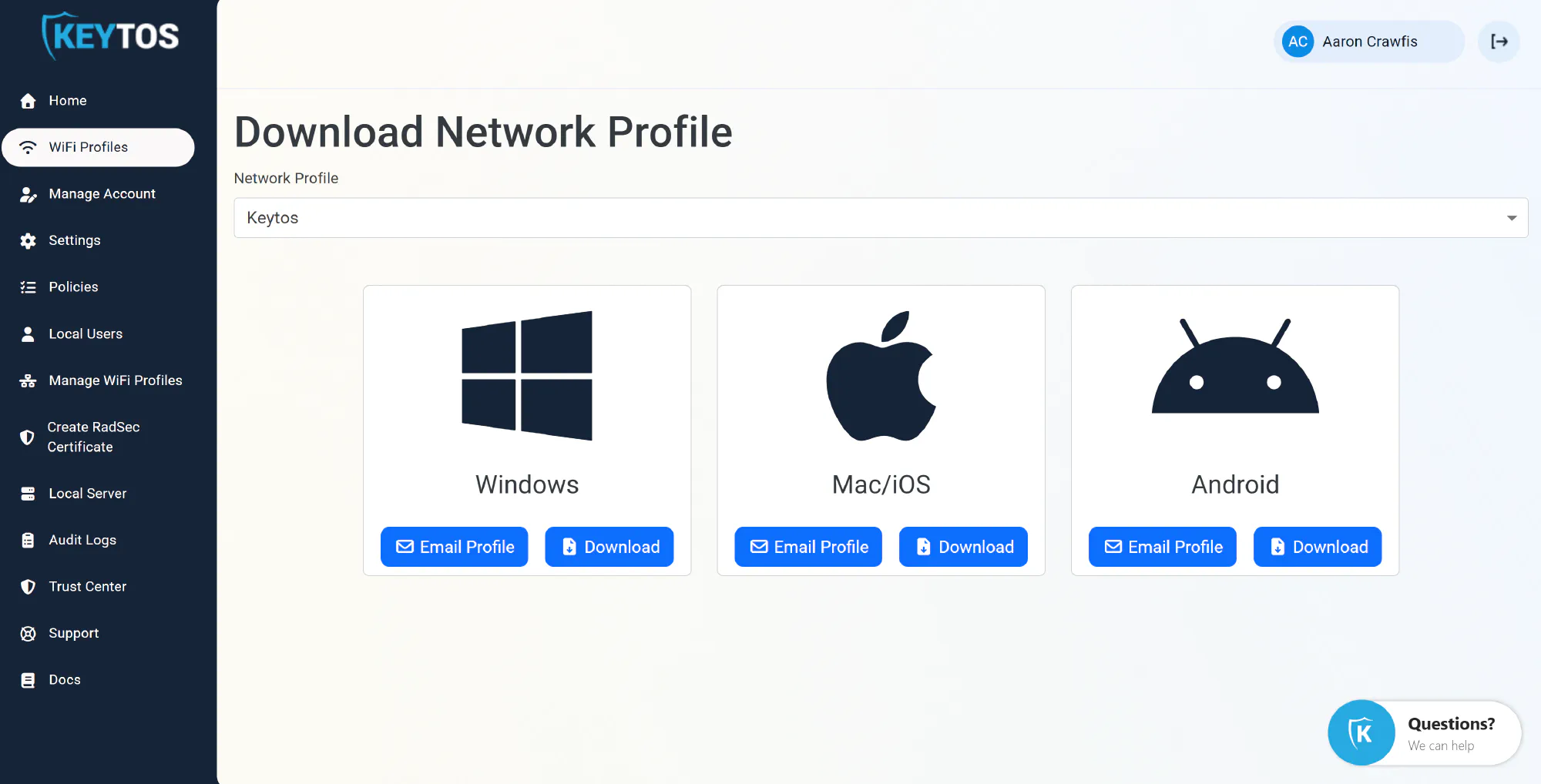 EZRADIUS Self-Service Wi-Fi Profile Portal
