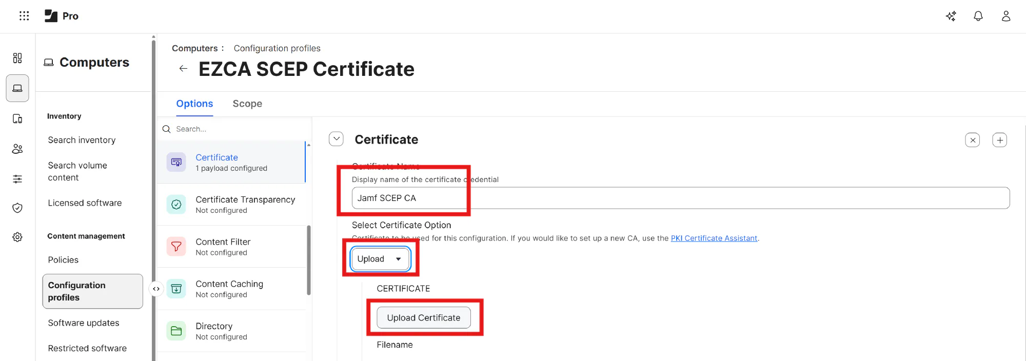 Jamf Pro CA Trust Profile Configuration with EZCA Cloud PKI