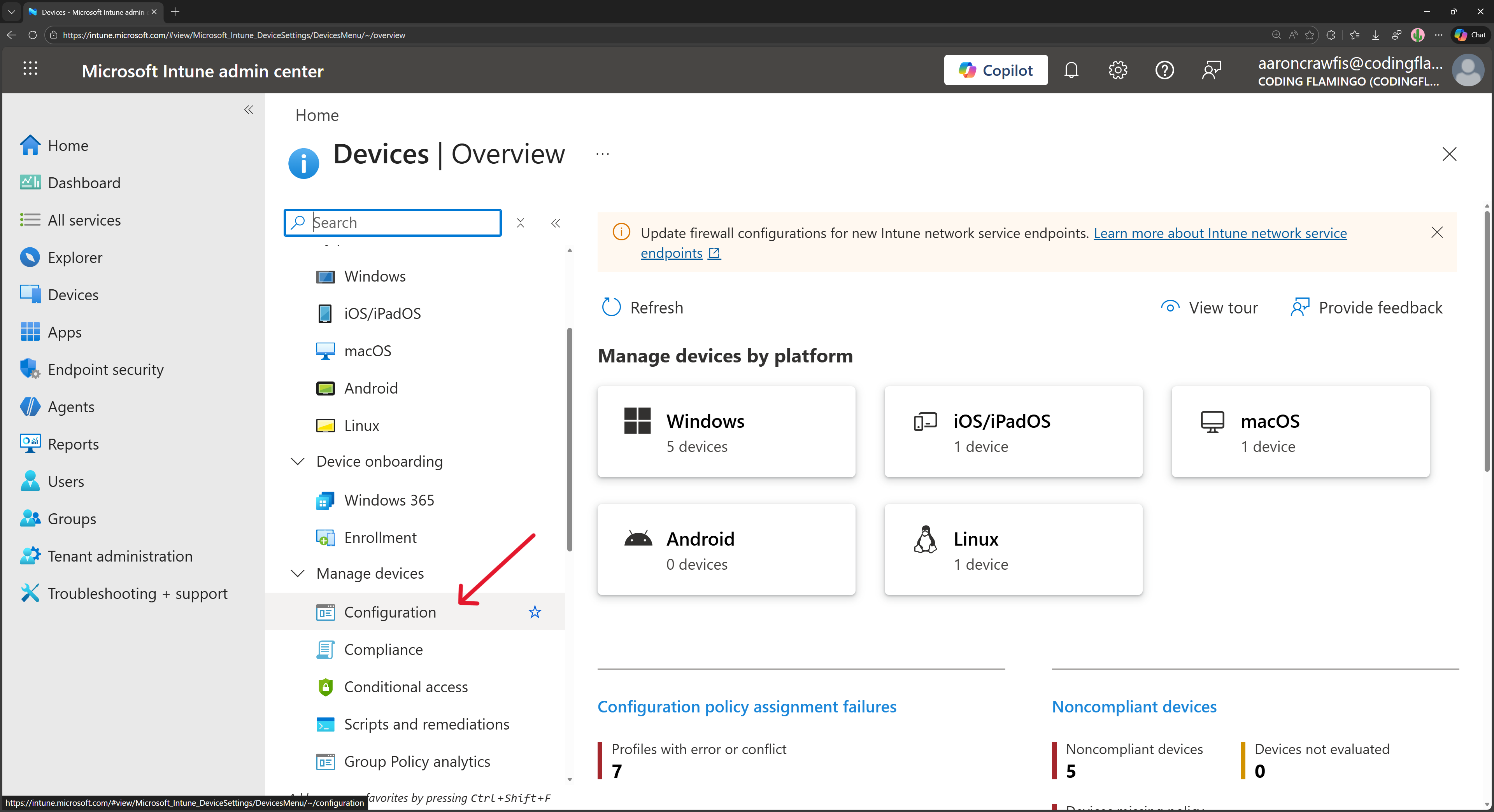 Select Configuration in Intune