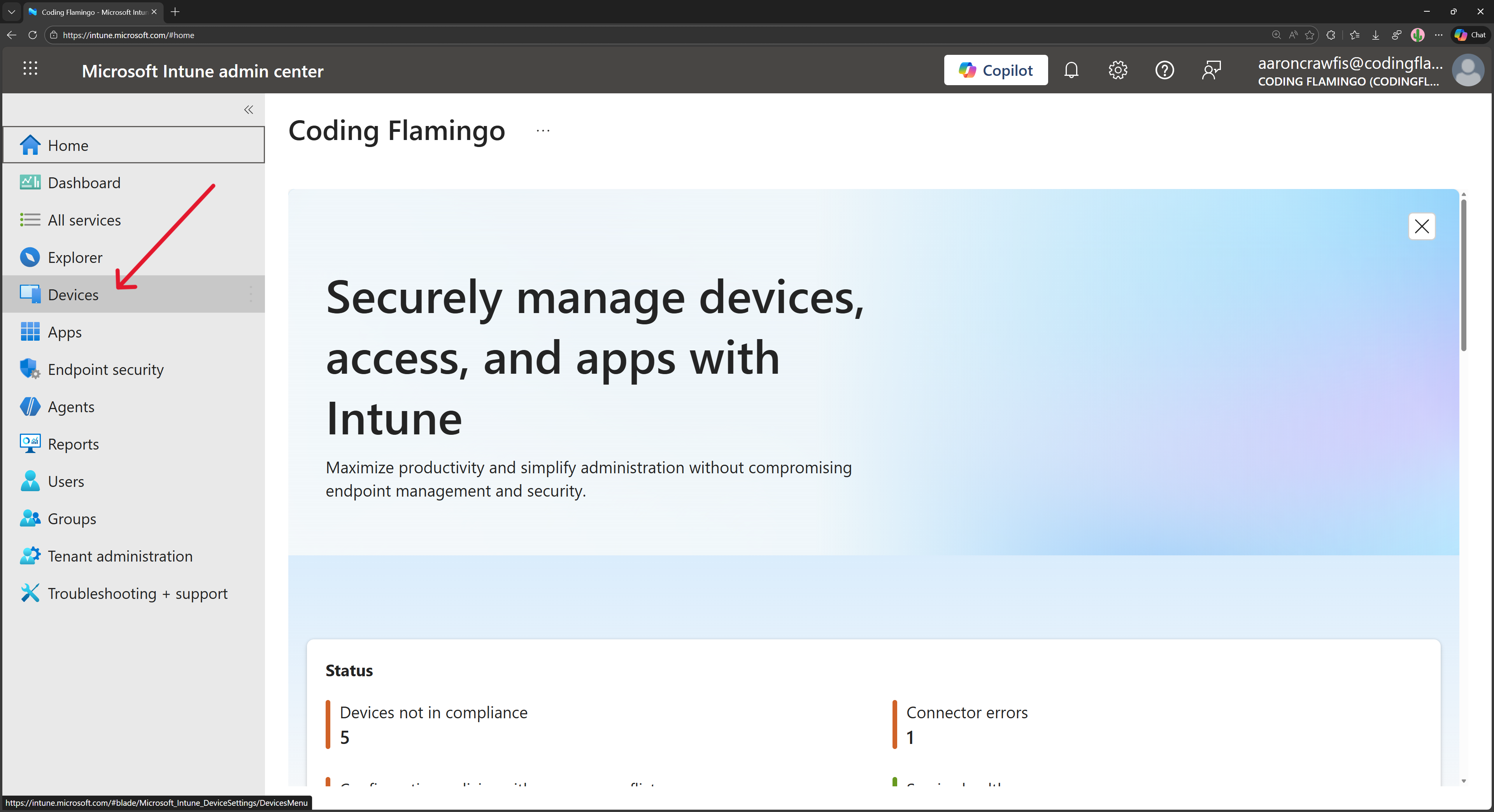 Select Devices in Intune