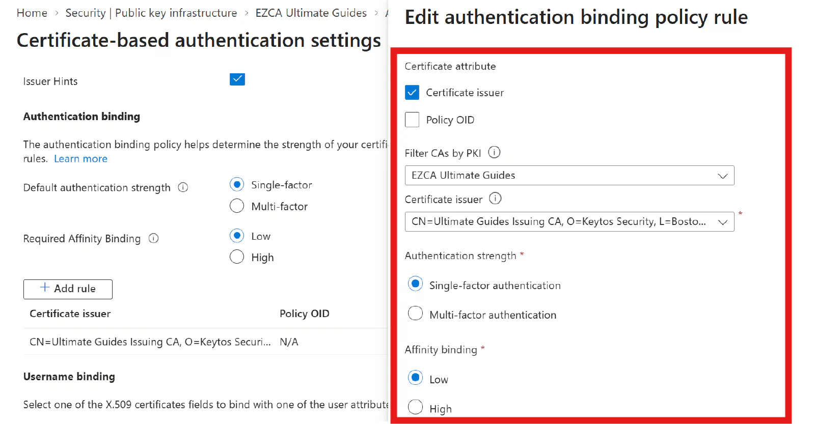Enable and Configure Entra CBA