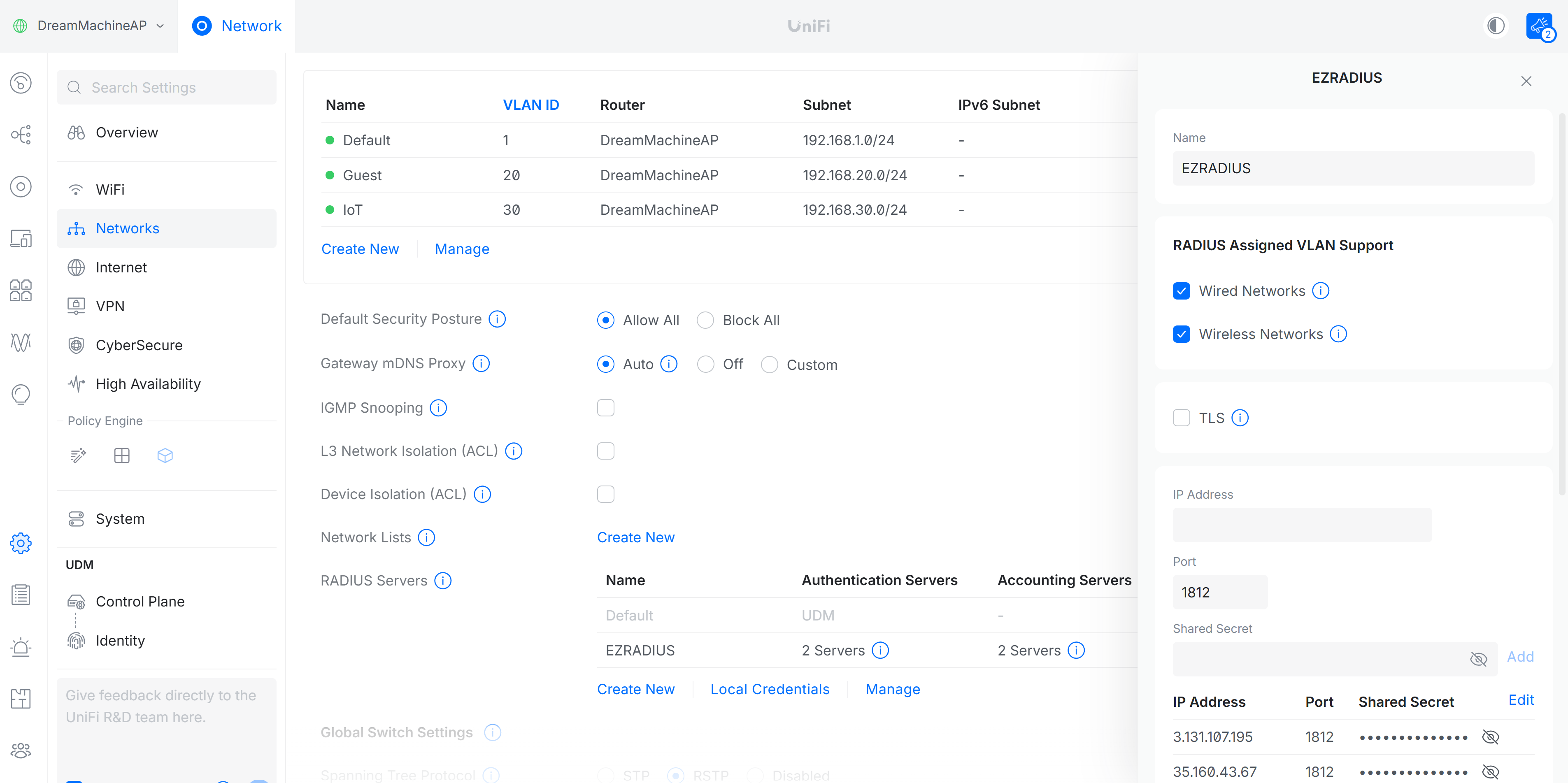 Unifi RADIUS Server Configuration