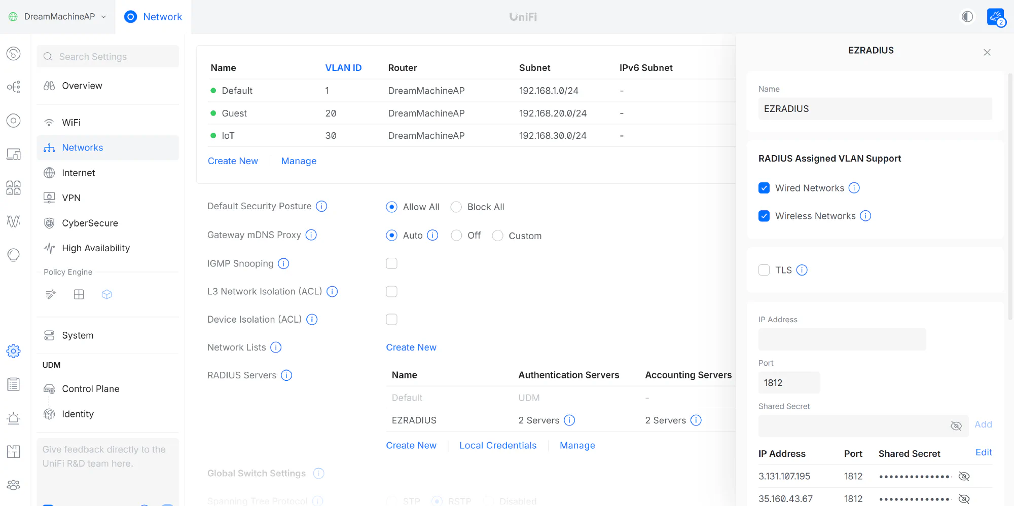 Unifi RADIUS Server Configuration