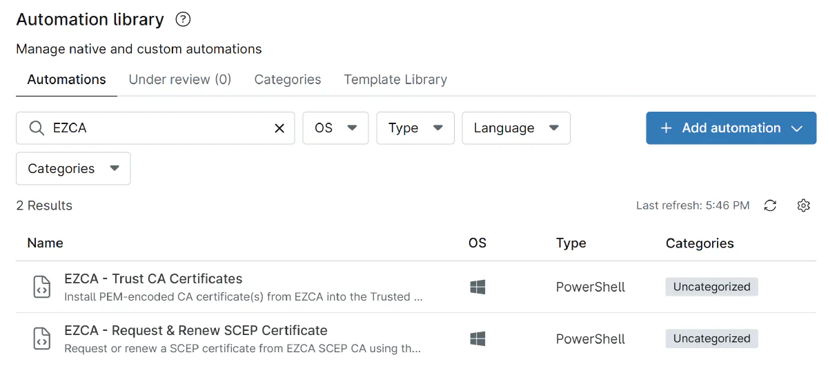 NinjaOne Automation Scripts for SCEP Certificate Issuance