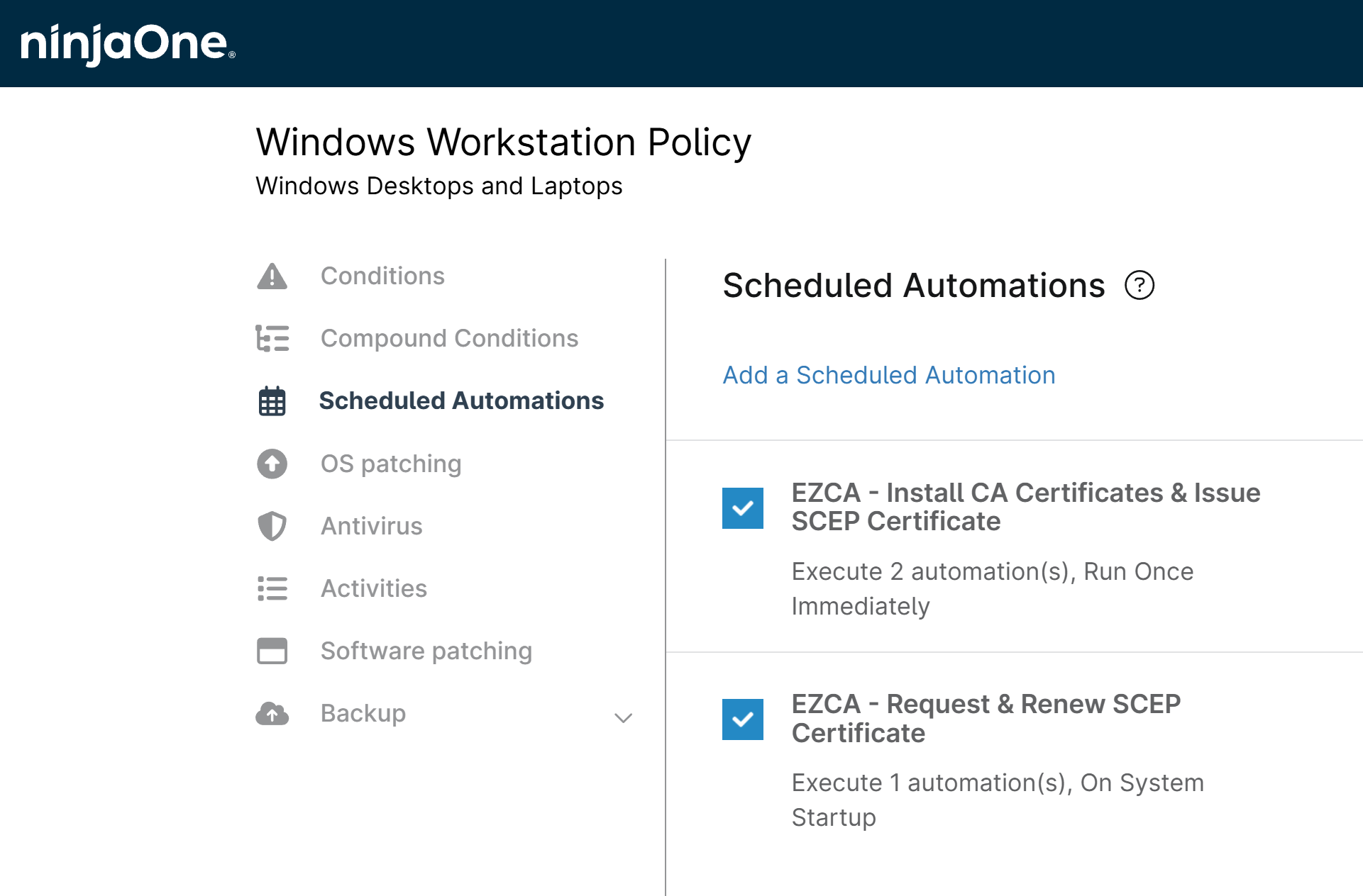NinjaOne Windows Policy for SCEP Certificate Issuance