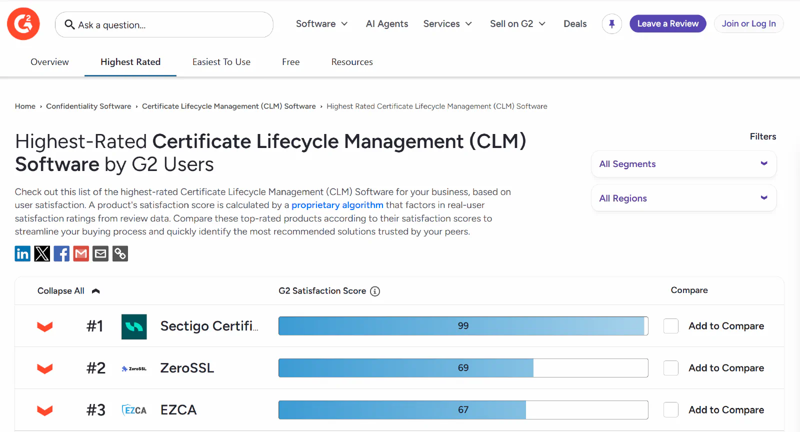 G2 Ranks EZCA as One of the Highest Rated Certificate Lifecycle Management Software Options