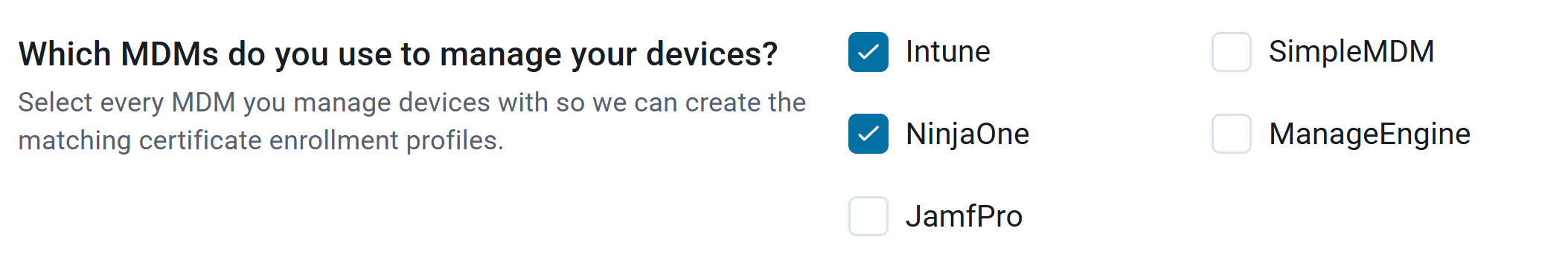 Select Your MDMs