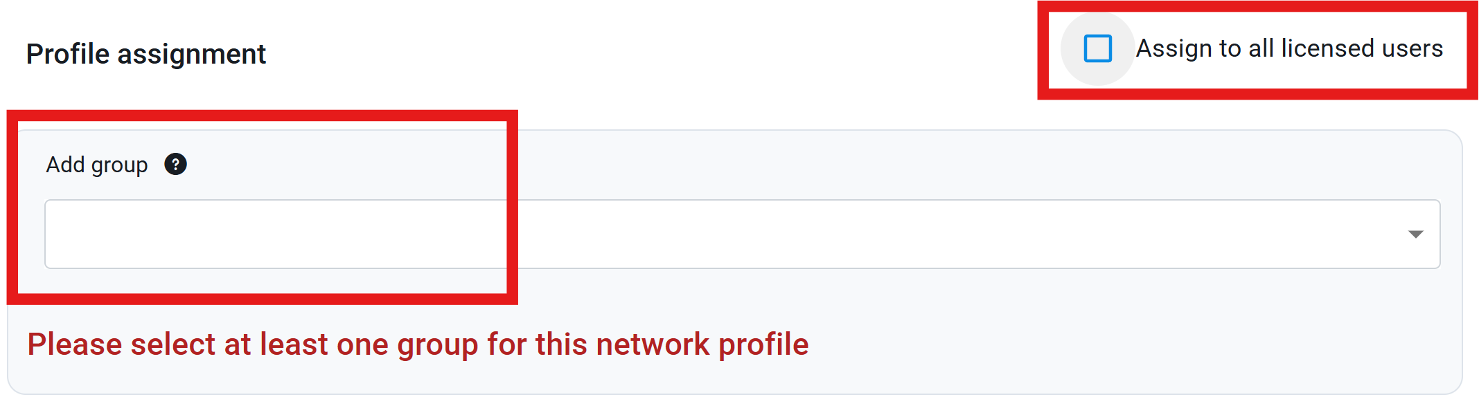 Network Profile Assign Profile