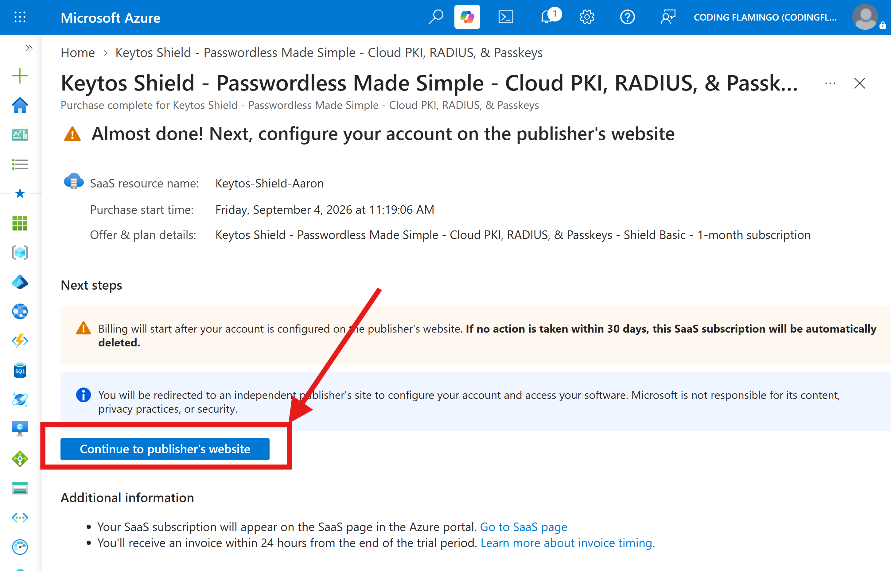 Keytos Shield Azure Marketplace Continue to Publisher's Website
