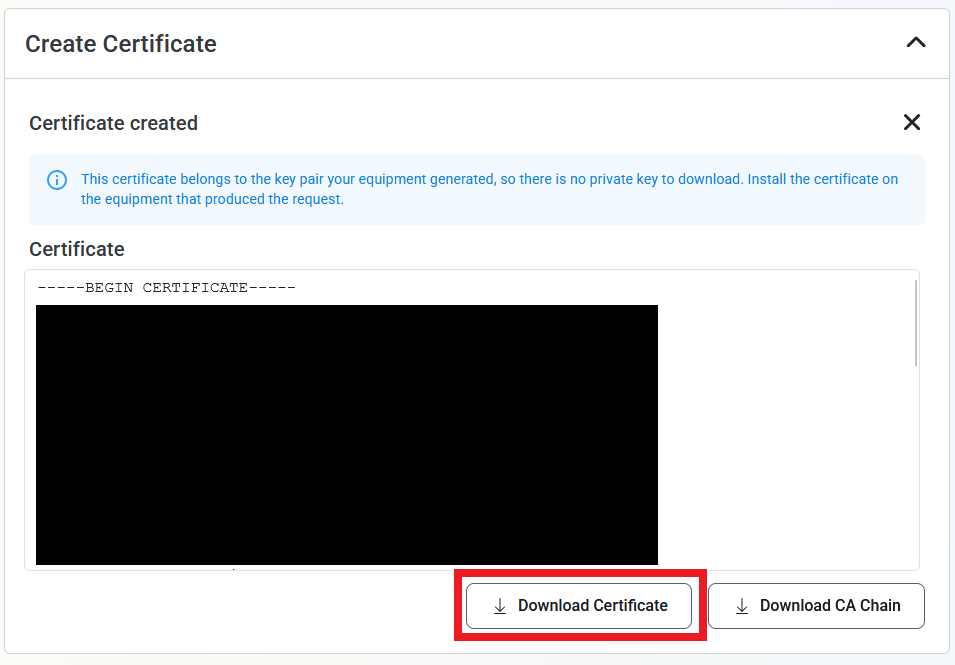 Keytos Shield download custom certificate button highlighted