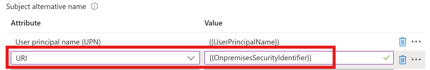 Intune SCEP Certificate Subject SAN On-Premises Identifier
