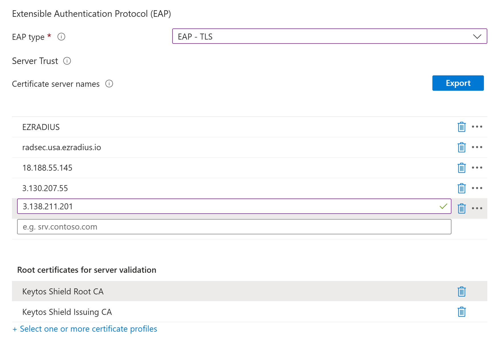 What is Server Trust in Intune Wi-Fi Policy