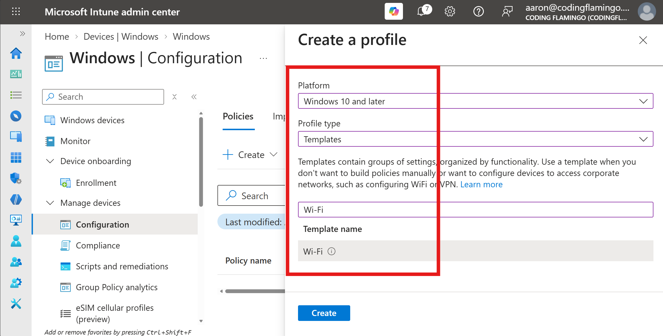 Intune Wi-Fi Template