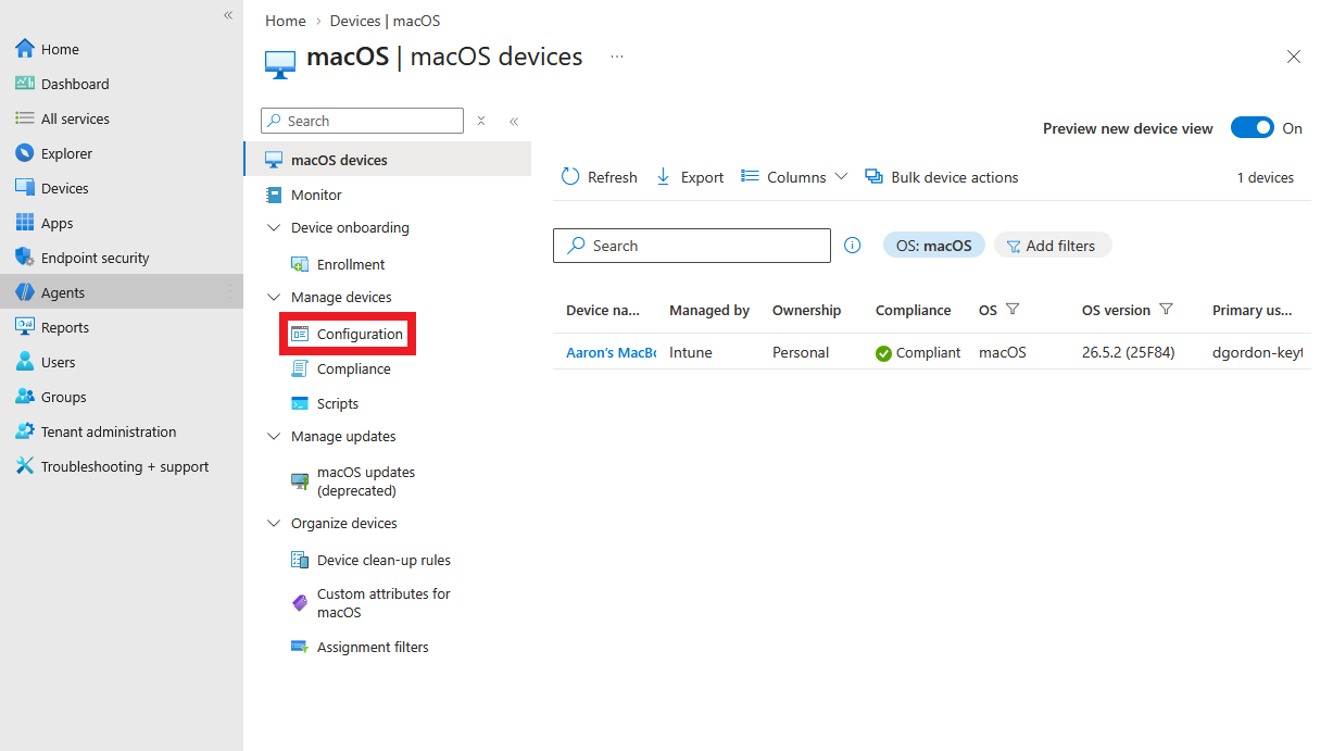 Intune Configuration Profiles