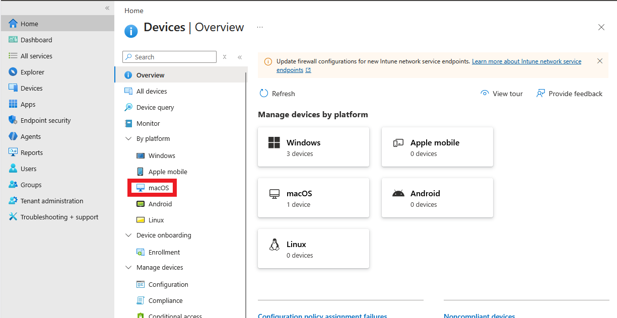 Intune macOS Sub-Menu