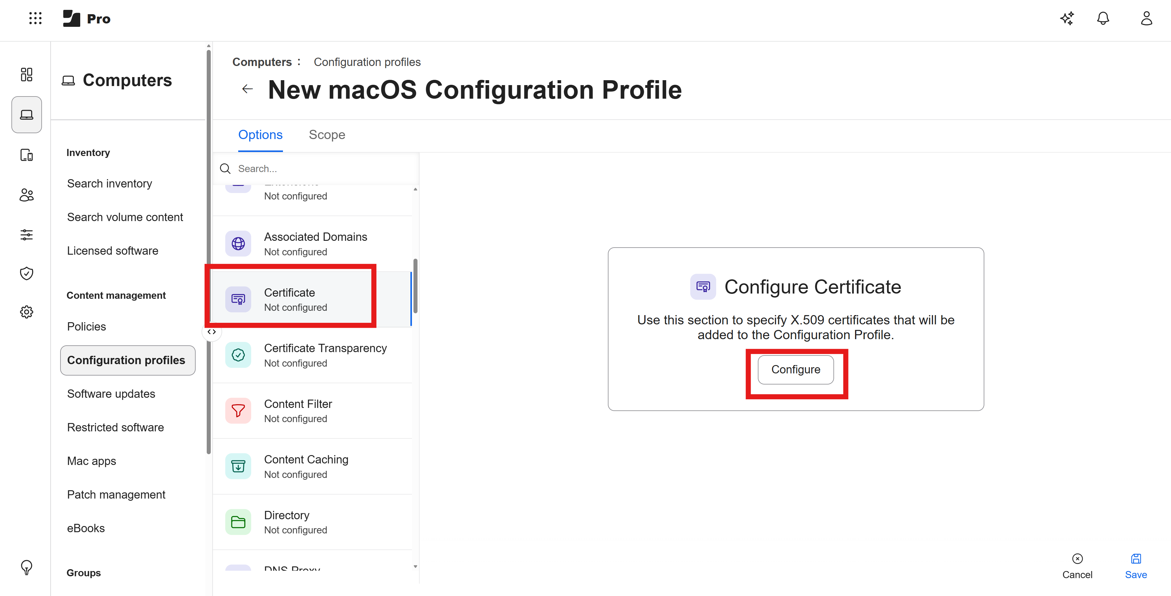 Add Certificate to Jamf Pro Configuration Profile