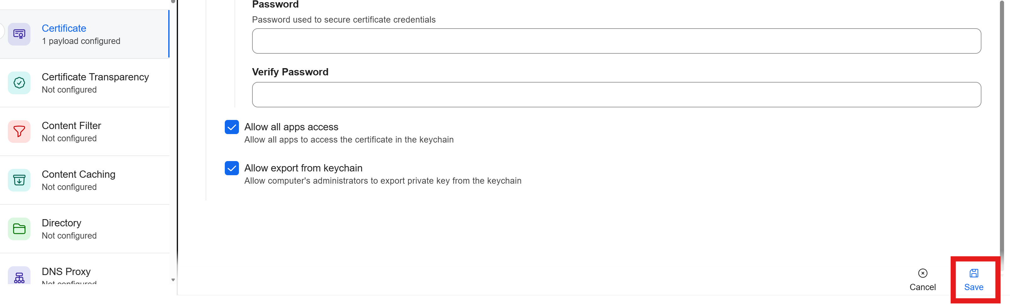 Save Jamf Pro Configuration Profile
