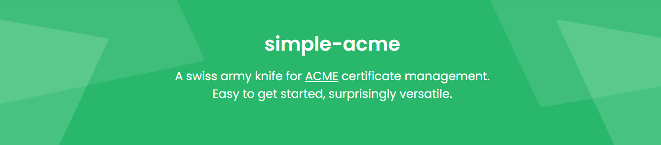 simple-acme command line interface banner showing version and options
