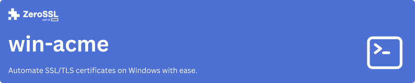 win-acme command line interface banner showing version and options