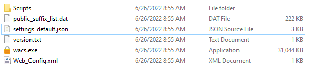 win-acme extracted files in Windows File Explorer