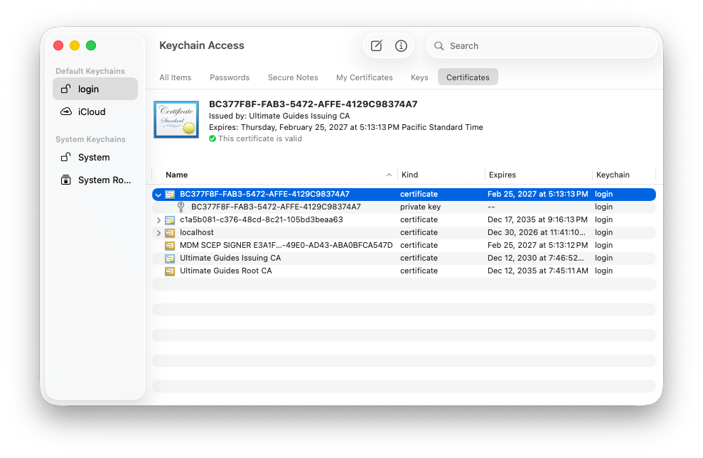 Device Keychain with SCEP Certificate