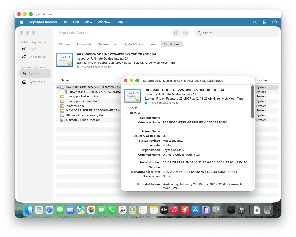 Device Keychain with SCEP Certificate