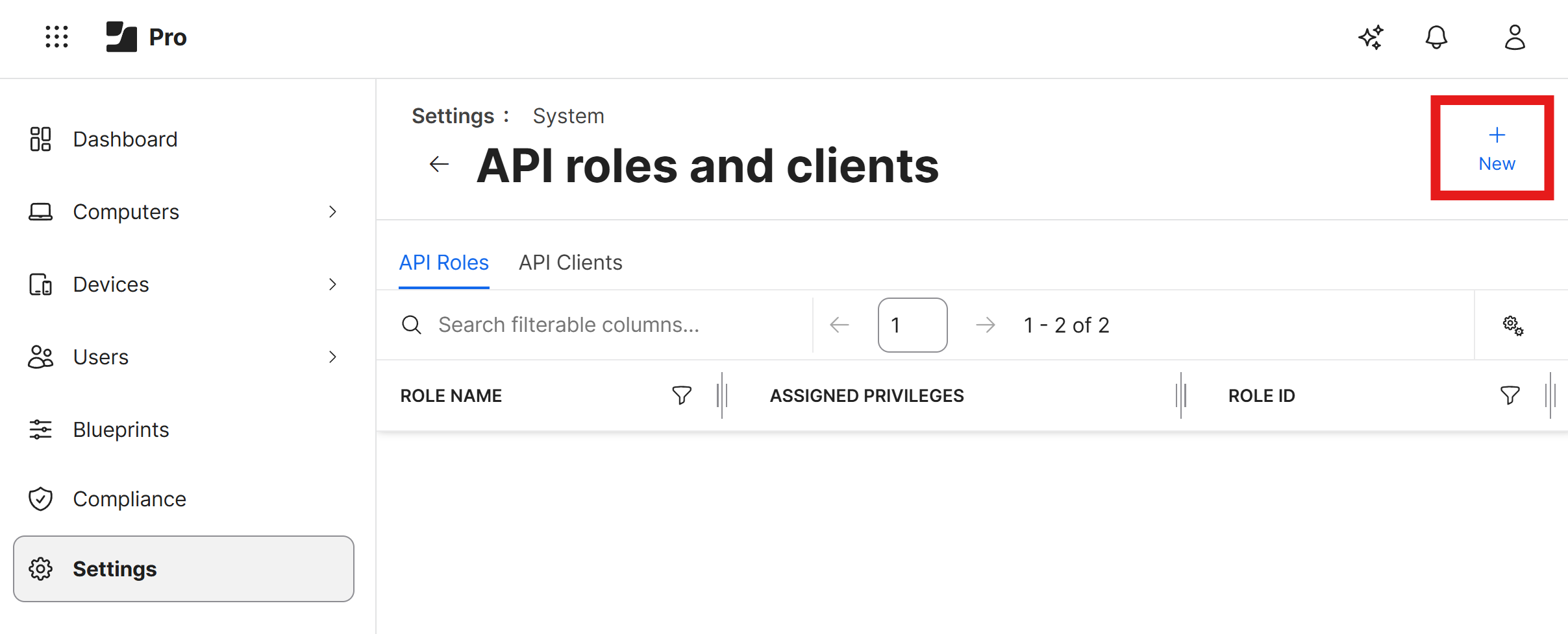 Create New API Role in Jamf Pro