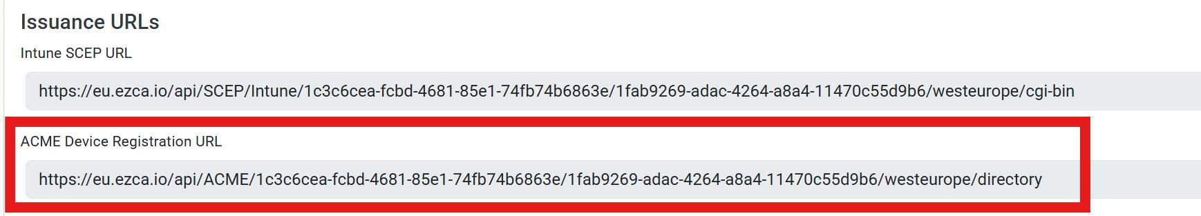 ACME Device Registration URL in EZCA SCEP CA