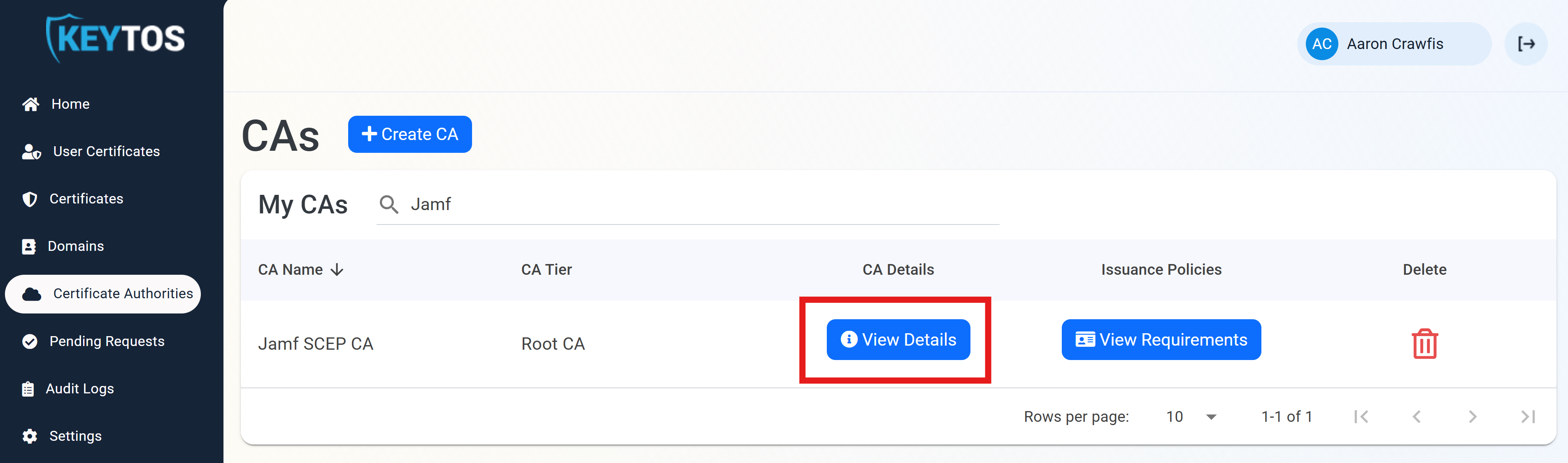 View SCEP CA Details