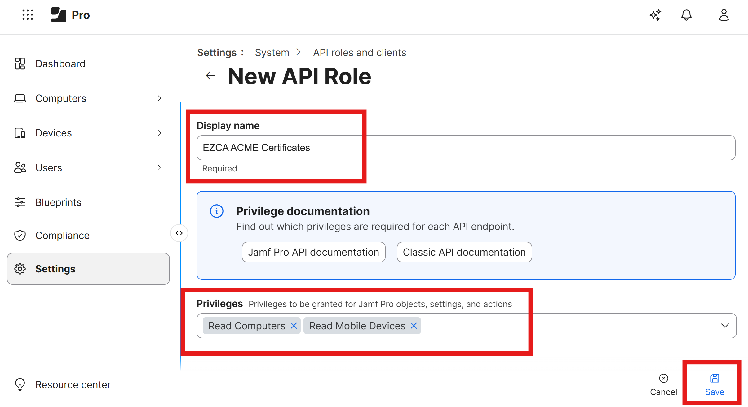 Create API Role in Jamf Pro