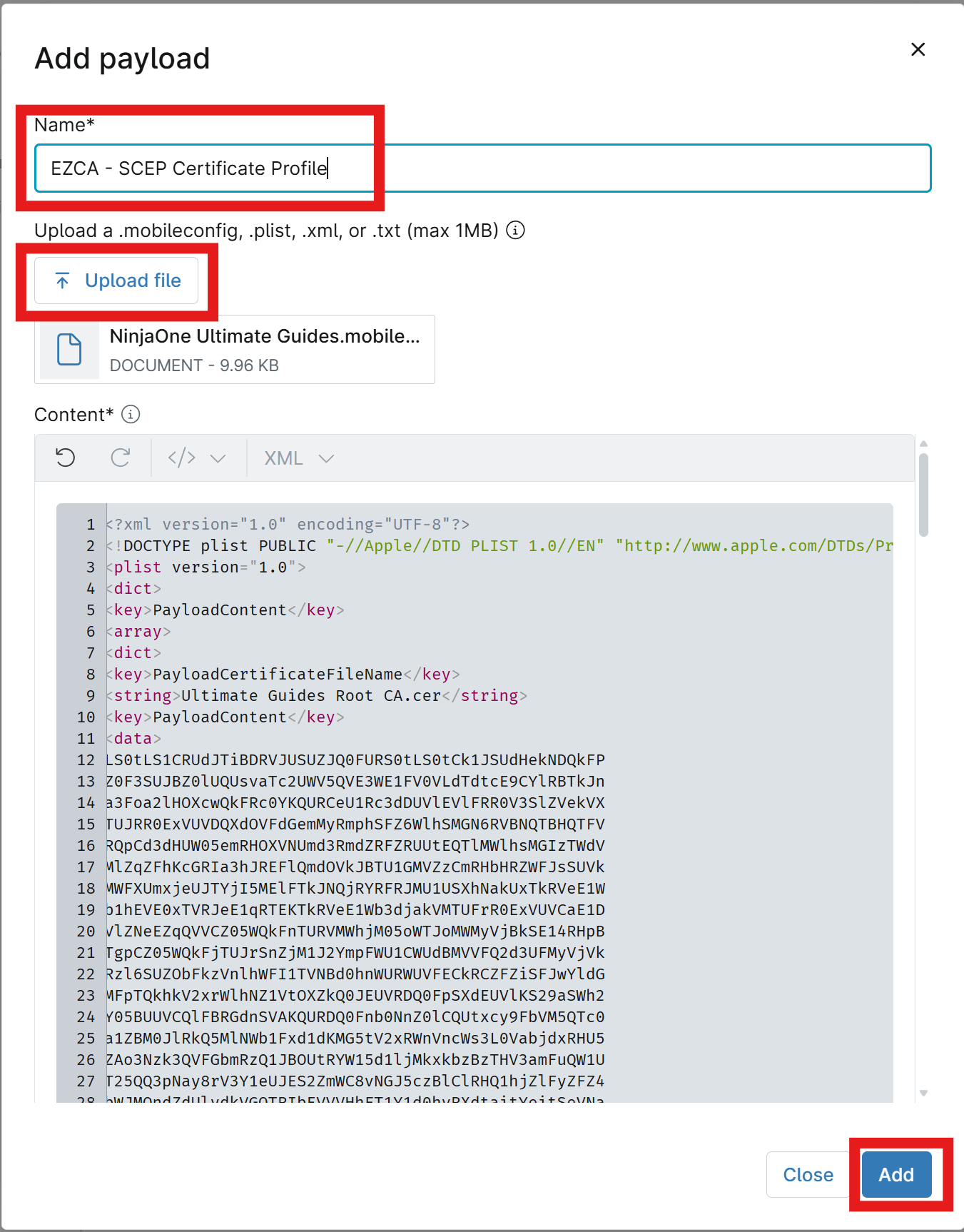 Add Custom Payload to NinjaOne Agent Policy