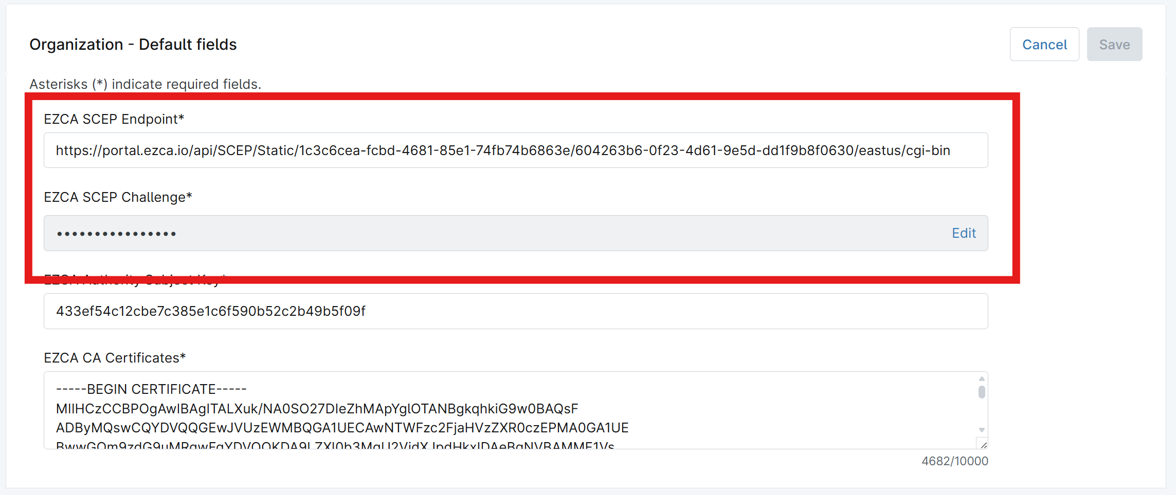 SCEP Endpoint and Challenge Stored in NinjaOne Custom Fields