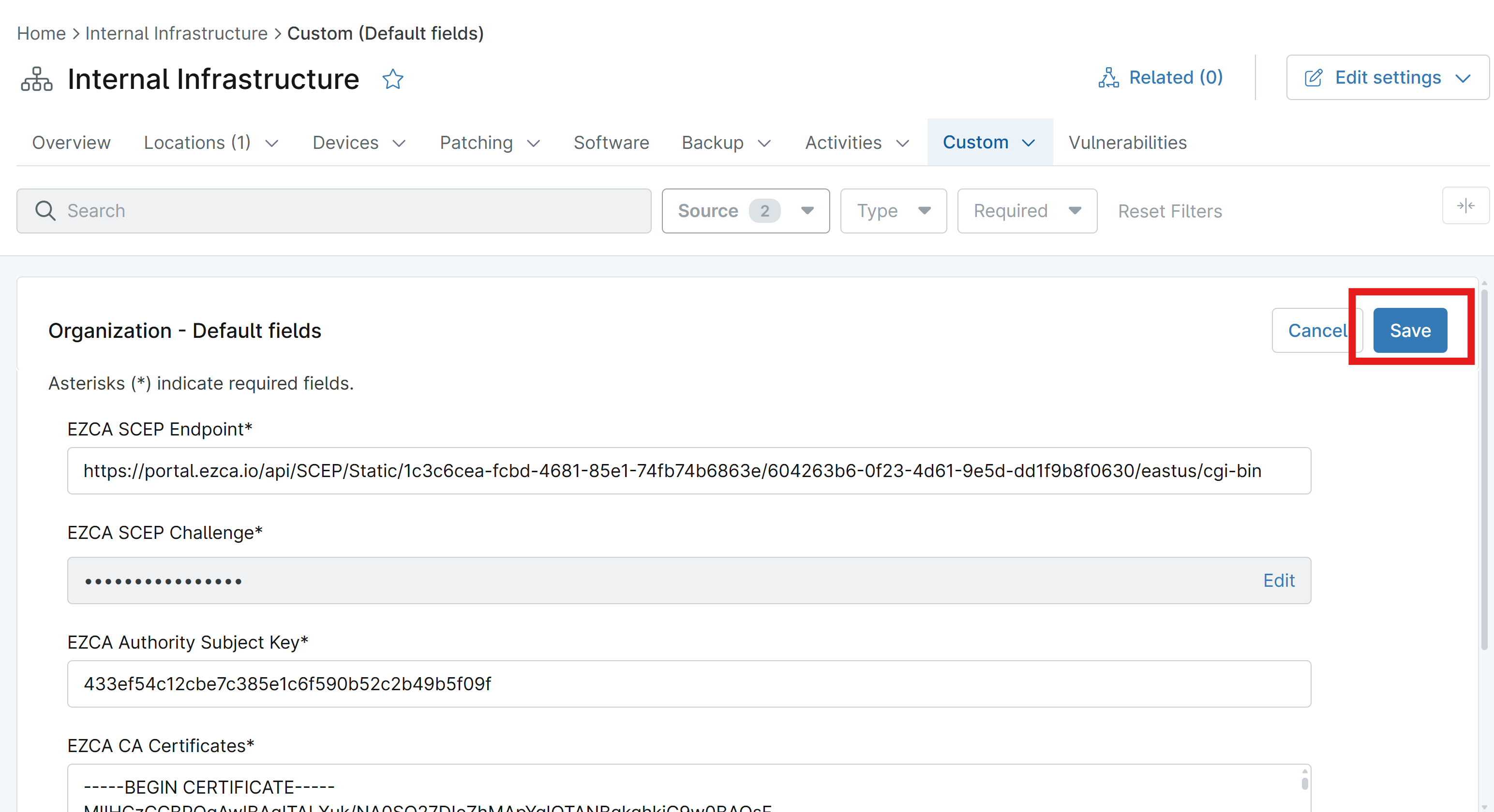 Save Organization Custom Fields in NinjaOne