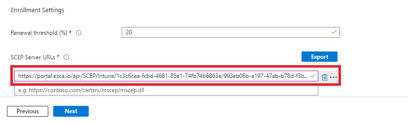 Add SCEP Server URL to Intune Android device