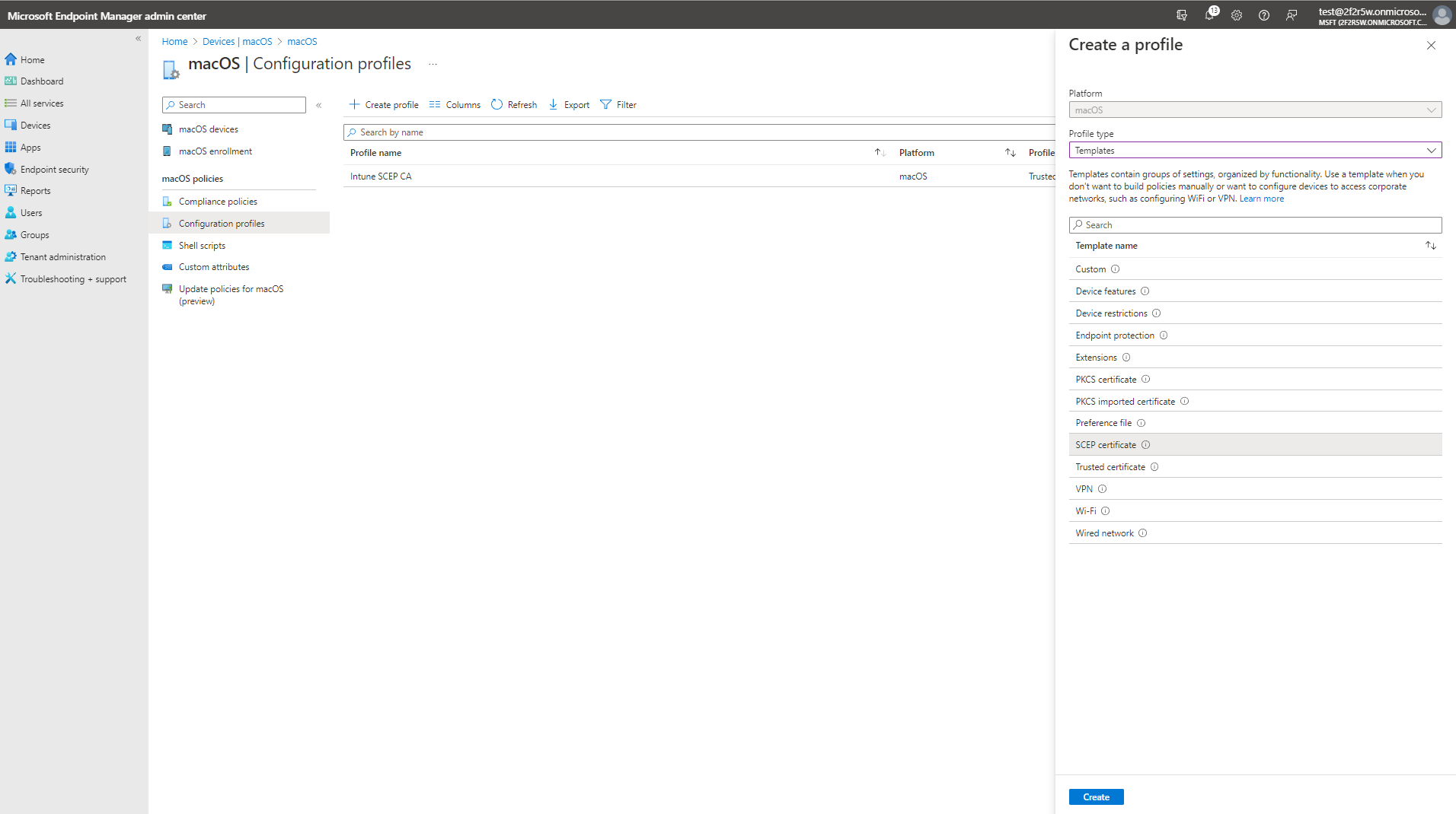 Create macOS SCEP Certificate in Intune