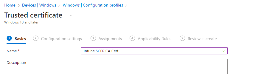 Create Windows Trusted Certificate in Intune
