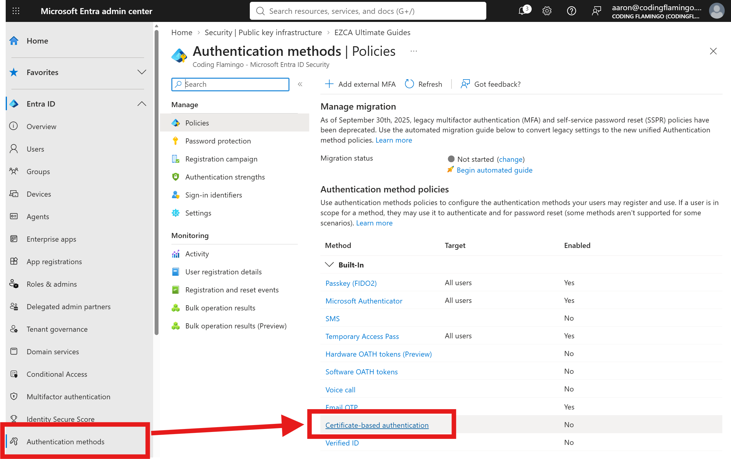 Entra Certificate Based Authentication