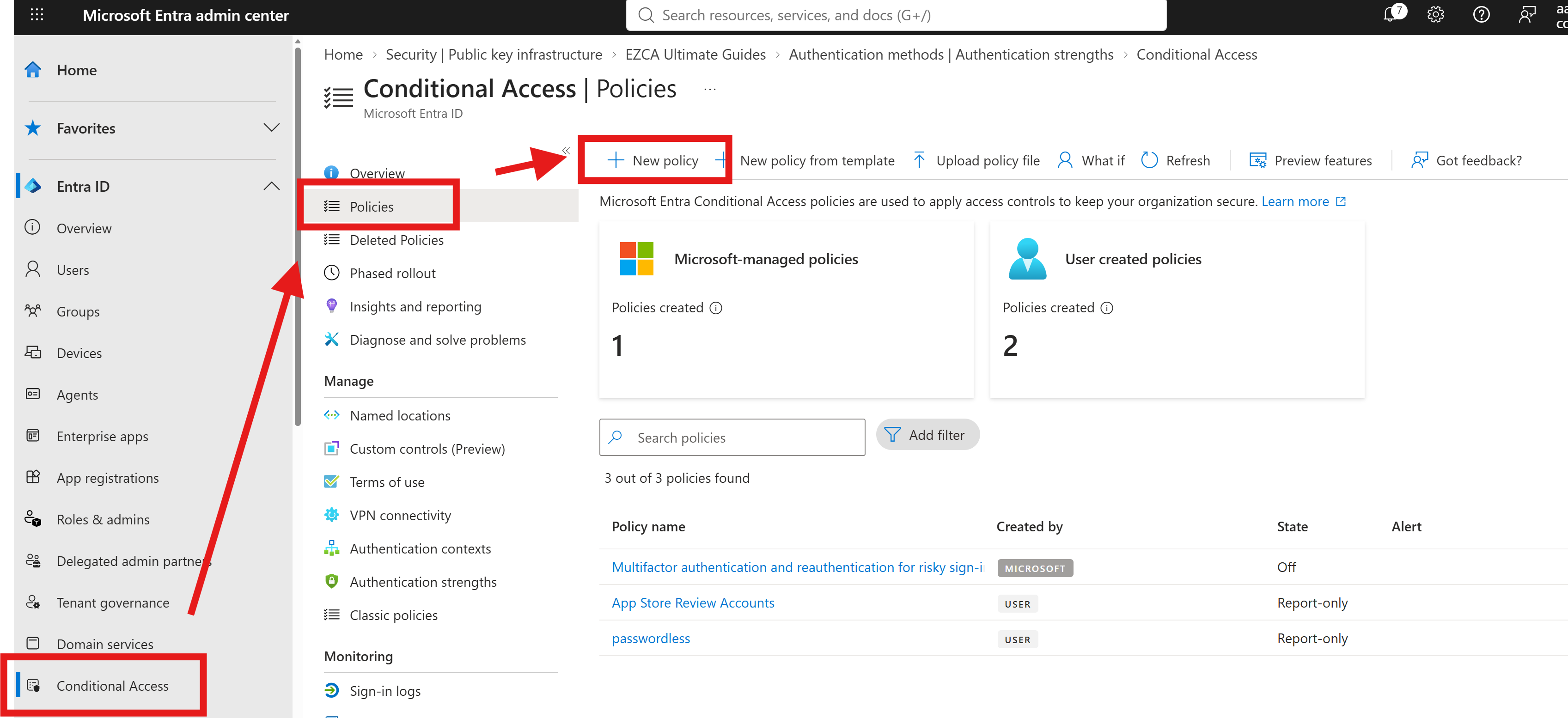 Entra Conditional Access Create New Policy